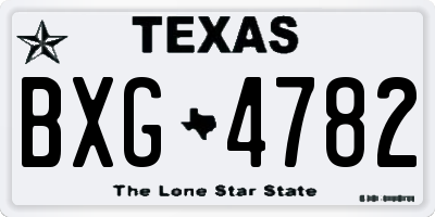 TX license plate BXG4782