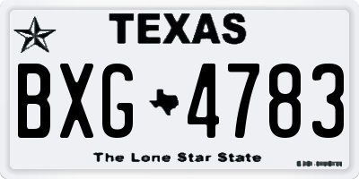 TX license plate BXG4783