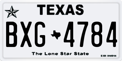 TX license plate BXG4784