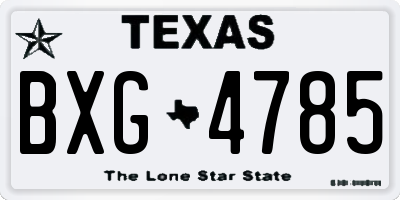 TX license plate BXG4785