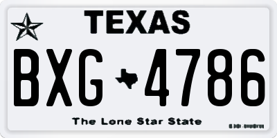 TX license plate BXG4786