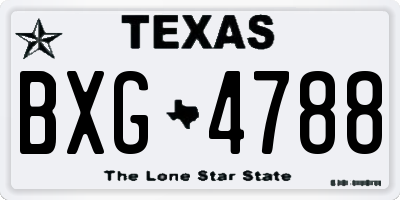 TX license plate BXG4788