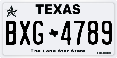 TX license plate BXG4789