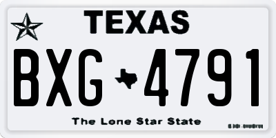 TX license plate BXG4791