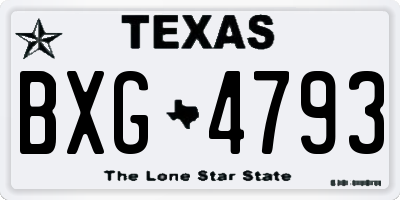 TX license plate BXG4793