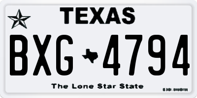 TX license plate BXG4794
