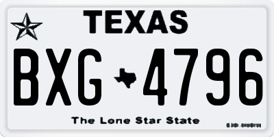 TX license plate BXG4796