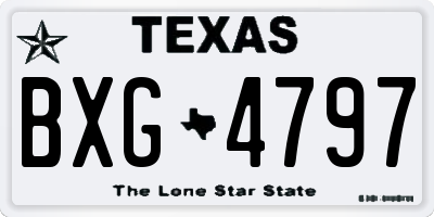 TX license plate BXG4797