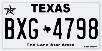 TX license plate BXG4798