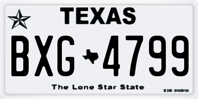 TX license plate BXG4799