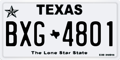 TX license plate BXG4801