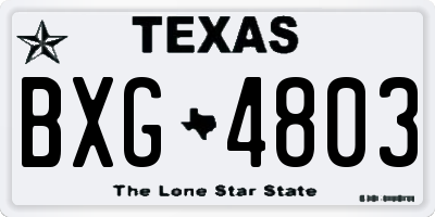 TX license plate BXG4803