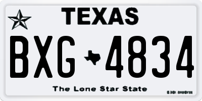 TX license plate BXG4834
