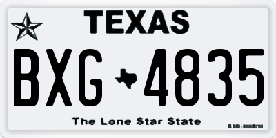 TX license plate BXG4835