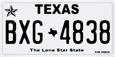 TX license plate BXG4838