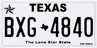 TX license plate BXG4840