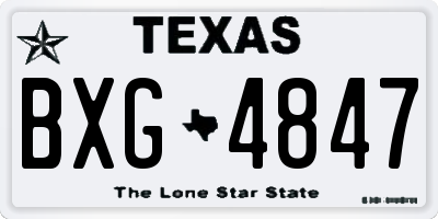 TX license plate BXG4847