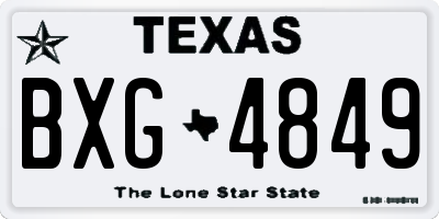 TX license plate BXG4849