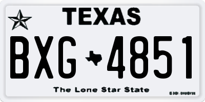TX license plate BXG4851