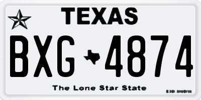 TX license plate BXG4874