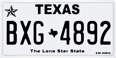 TX license plate BXG4892