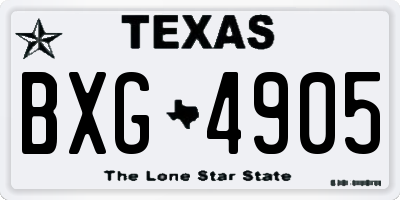 TX license plate BXG4905