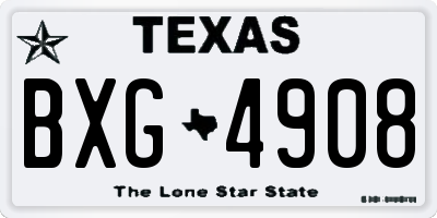 TX license plate BXG4908