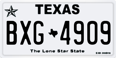 TX license plate BXG4909