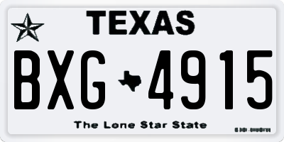 TX license plate BXG4915