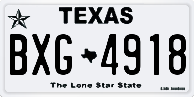 TX license plate BXG4918