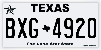 TX license plate BXG4920