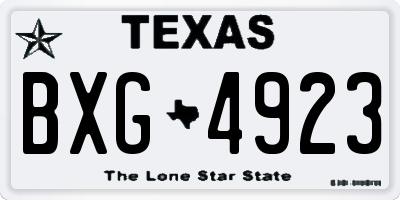 TX license plate BXG4923