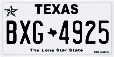 TX license plate BXG4925