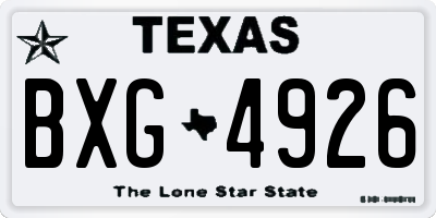 TX license plate BXG4926