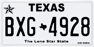 TX license plate BXG4928