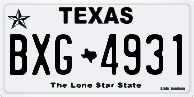 TX license plate BXG4931