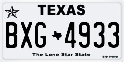 TX license plate BXG4933