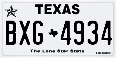 TX license plate BXG4934