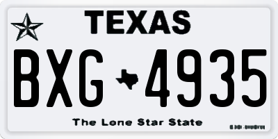 TX license plate BXG4935