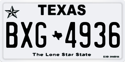 TX license plate BXG4936