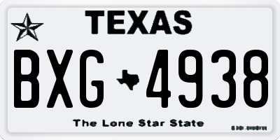TX license plate BXG4938