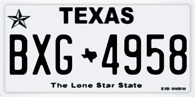 TX license plate BXG4958
