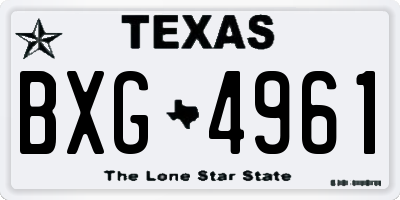 TX license plate BXG4961