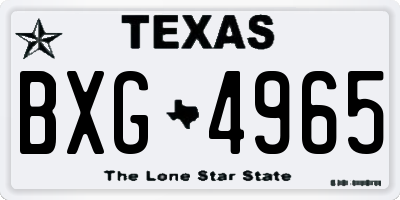TX license plate BXG4965