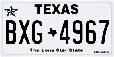 TX license plate BXG4967