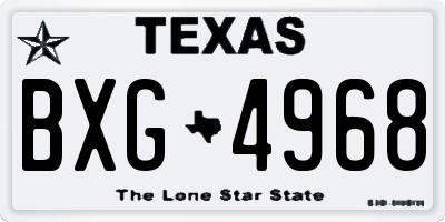 TX license plate BXG4968