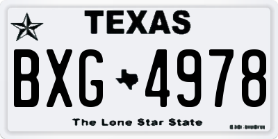 TX license plate BXG4978
