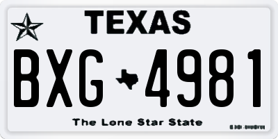 TX license plate BXG4981