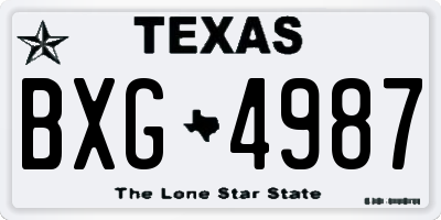TX license plate BXG4987