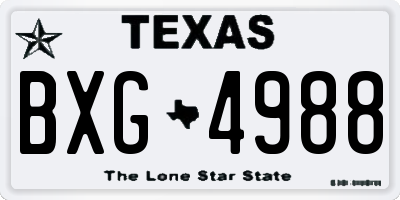 TX license plate BXG4988
